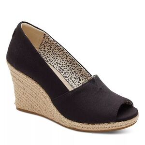 Toms Women’s Michelle Recycled Peep-Toe Espadrille Wedges